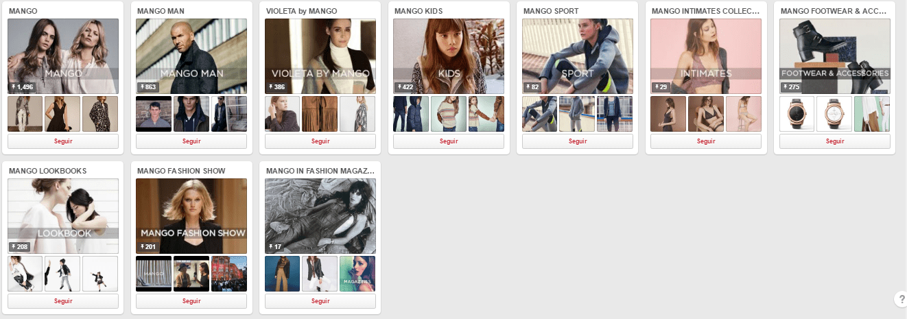Estrategia en Redes Sociales: Pinterest de Mango